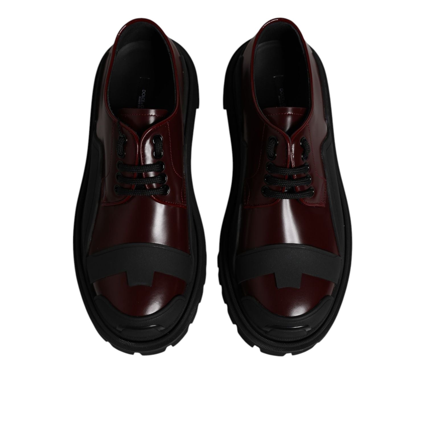 Dolce & Gabbana Red Leather Lace Up Trekking Dress Shoes