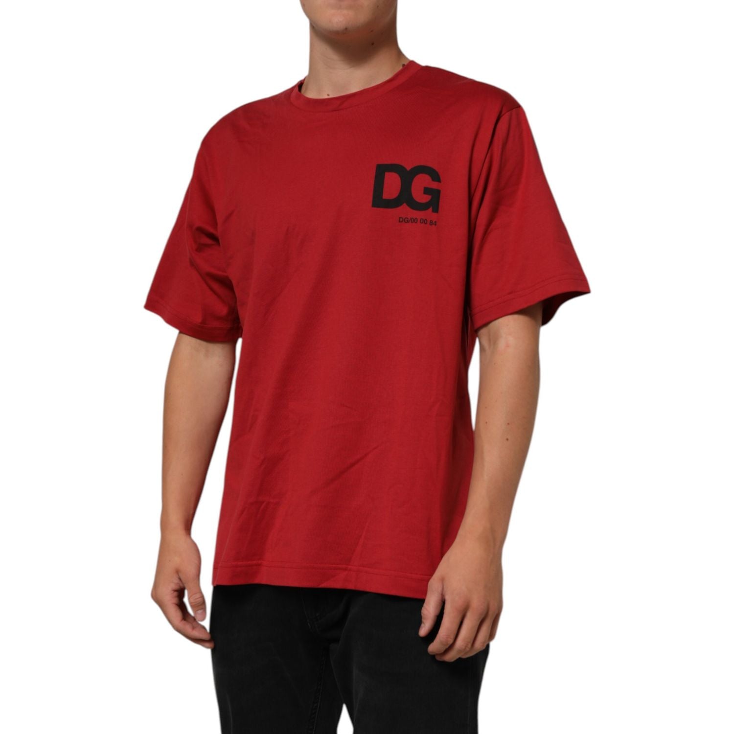 Dolce & Gabbana Red Logo Print Cotton Short Sleeve T-shirt