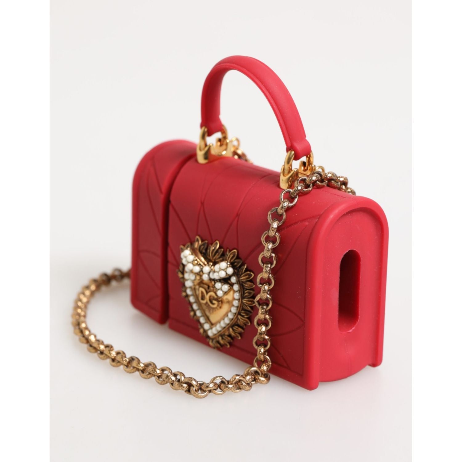 Dolce & Gabbana Red Silicone Devotion Heart Cover Bag Women Airpods Case