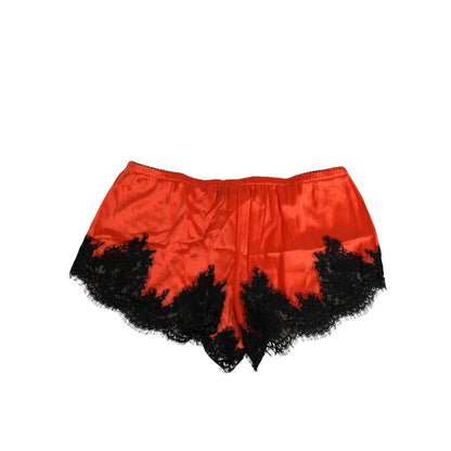 Dolce & Gabbana Red Silk Satin Lace Shorts Underwear