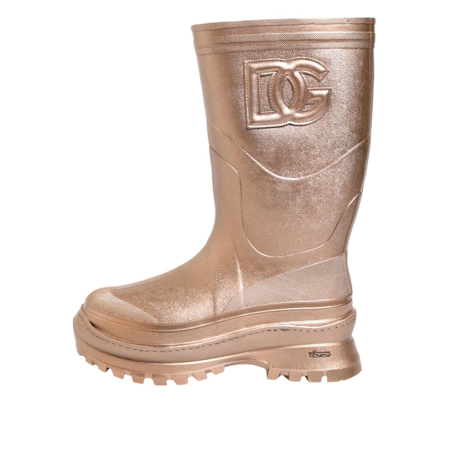 Dolce & Gabbana Rose Gold Rubber Pull On Rain Boots Shoes