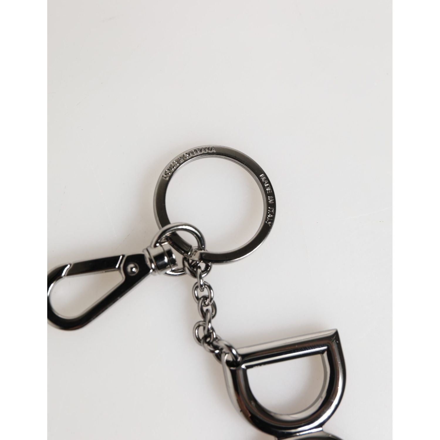 Dolce & Gabbana Silver Brass DG Logo Metal Keychain Holder Men Keyring