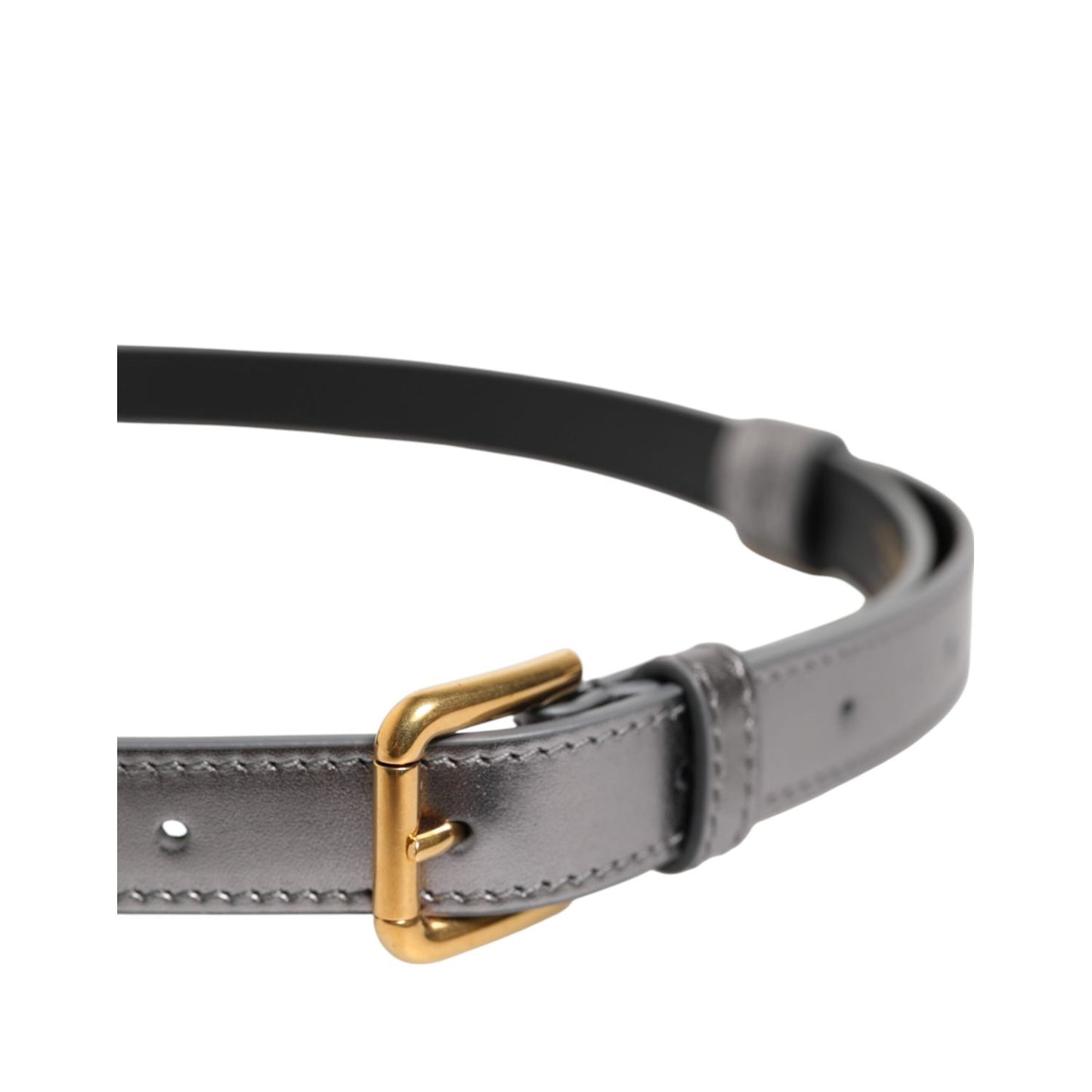 Dolce & Gabbana Silver Logo Engraved Metal Waist Buckle Belt
