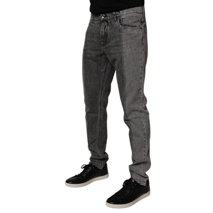 Dolce & Gabbana Two Tone Gray Cotton Denim Jeans