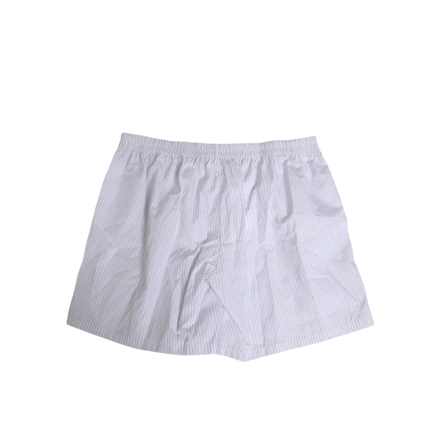 Dolce & Gabbana White Blue Cotton Striped Button Fly Shorts Swimwear