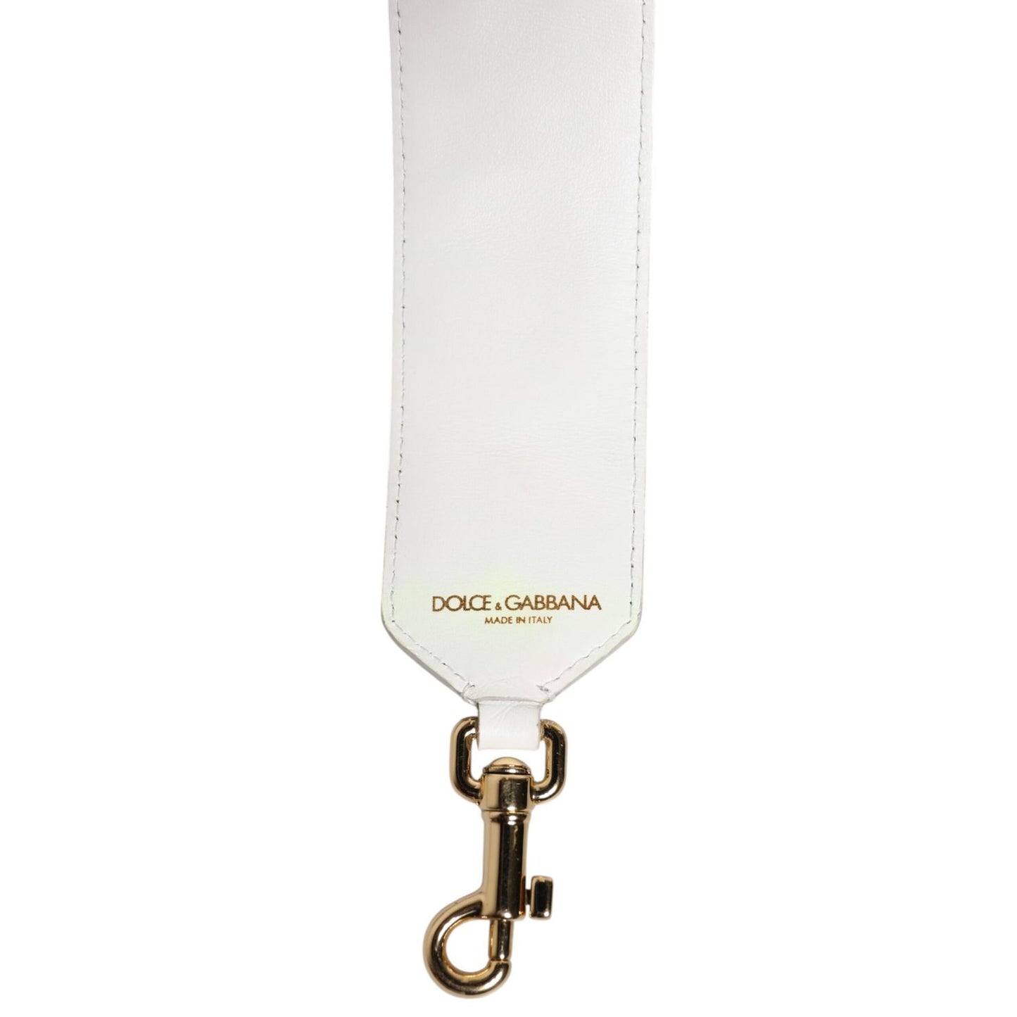 Dolce & Gabbana White Calfskin Raffia Embroidered Patchwork Shoulder Strap