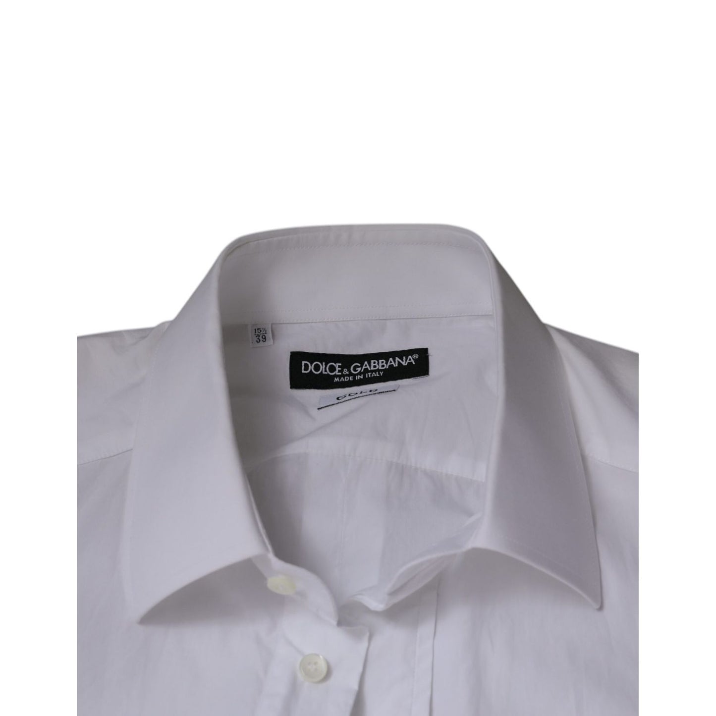 Dolce & Gabbana White Cotton Slim Fit GOLD Men Dress Shirt