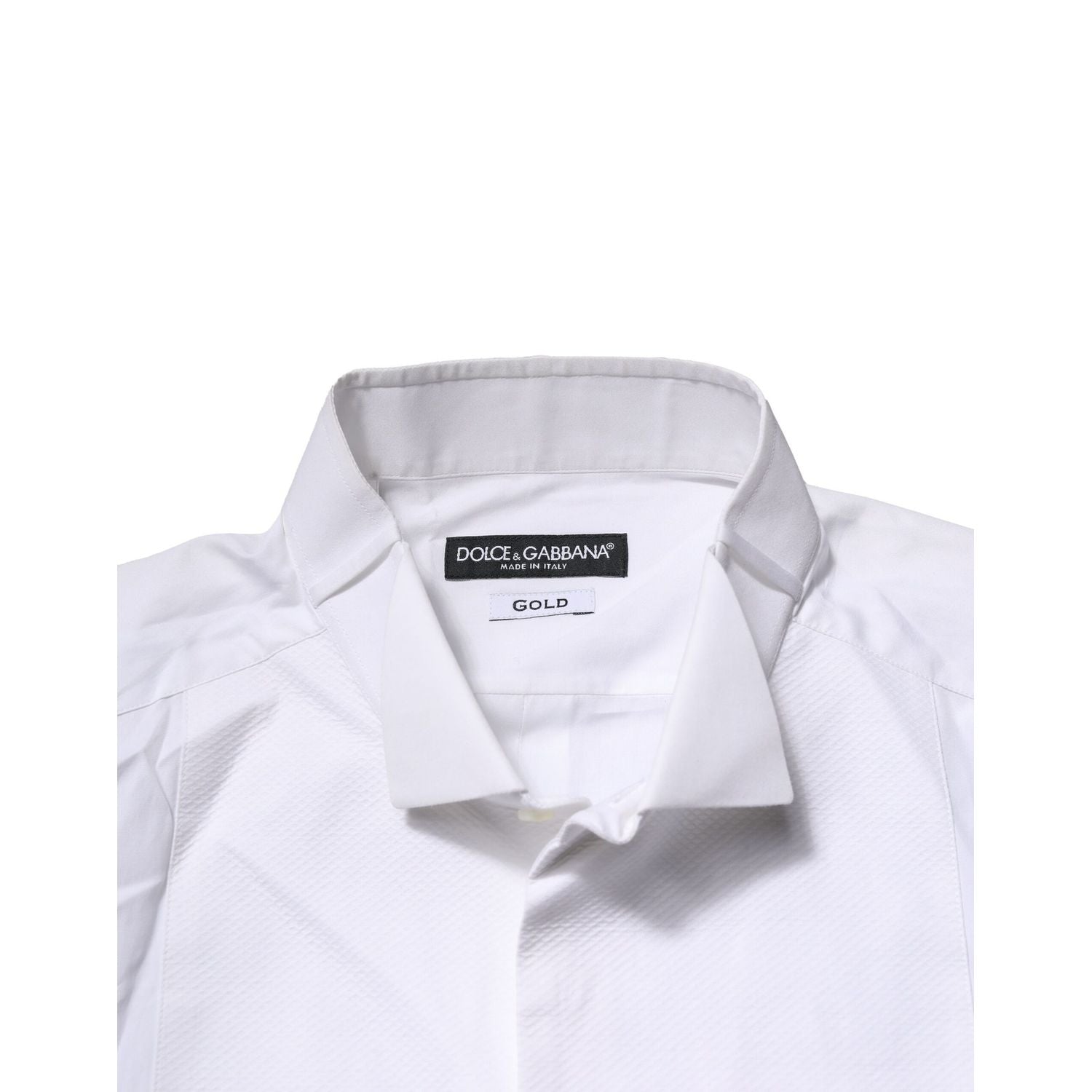Dolce & Gabbana White GOLD Bib Poplin Dress Men Formal Shirt