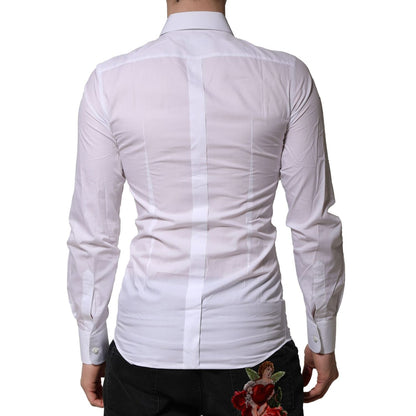 Dolce & Gabbana White GOLD Embellished Formal Men Dress Shirt