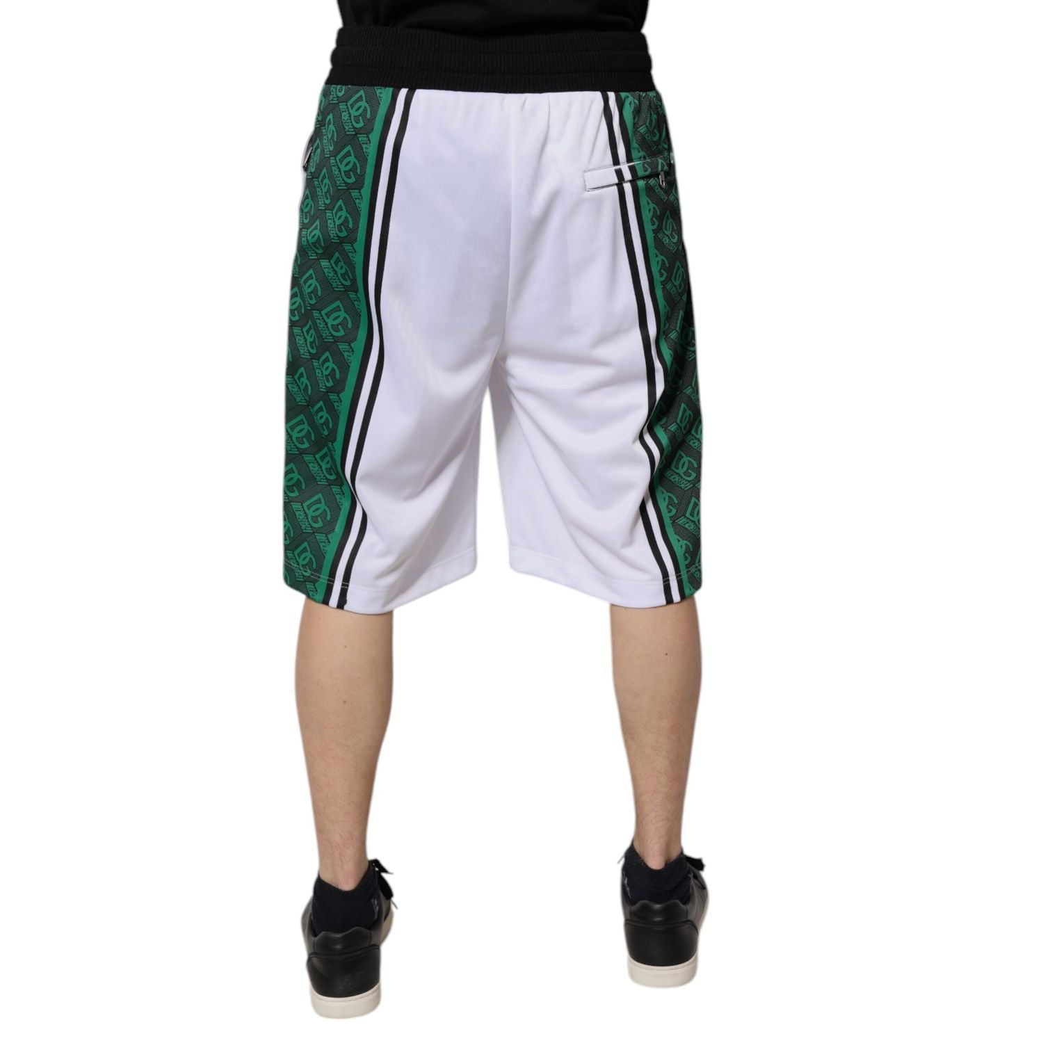 Dolce & Gabbana White Green Men Jersey Sweatshorts Shorts