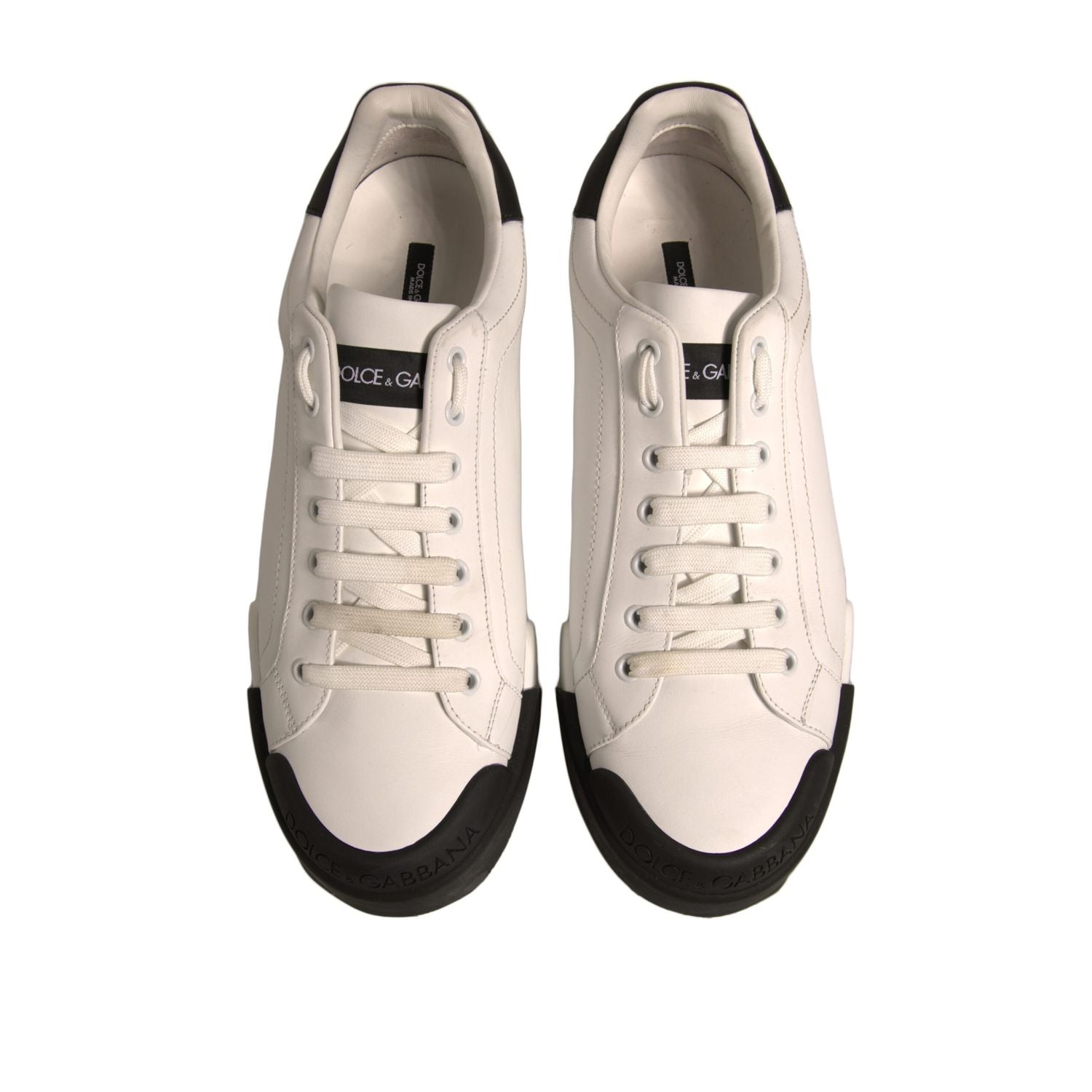 Dolce & Gabbana White Leather Logo Portofino Sneakers Shoes