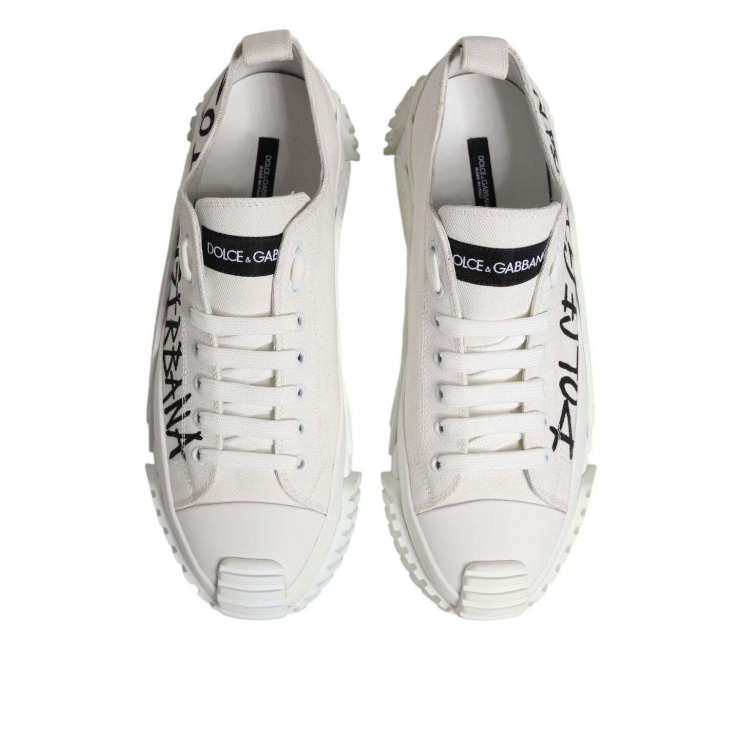 Dolce & Gabbana White Logo Graffiti Low Top Sneakers Shoes