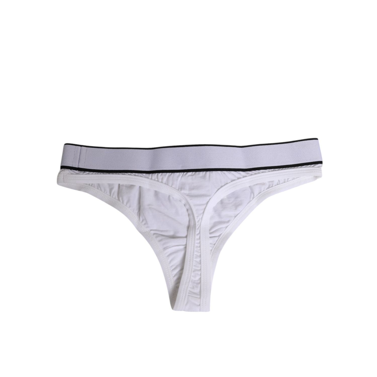 Dolce & Gabbana White Logo Waistband Modal Cotton Thong  Underwear