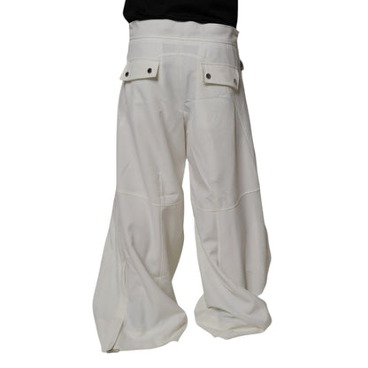 Dolce & Gabbana White Mid Waist Wide Leg Pants
