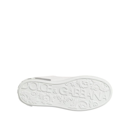 Dolce & Gabbana White Purple Leather Low Top Sneakers Shoes