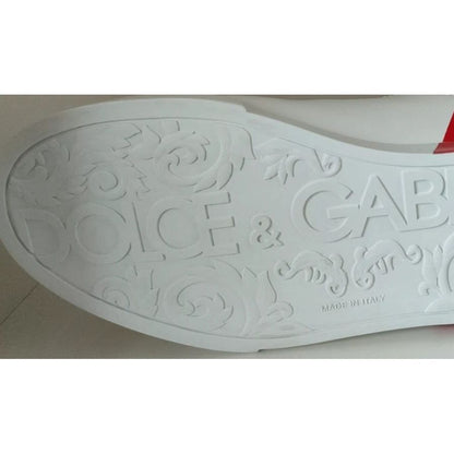 Dolce & Gabbana White Red Portofino Low Top Sneakers Shoes