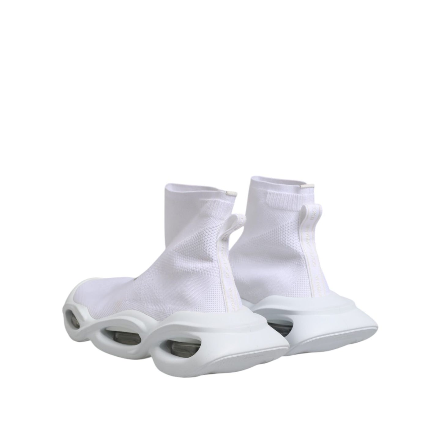 Dolce & Gabbana White Silver Slip On Wave Socks Sneakers Shoes