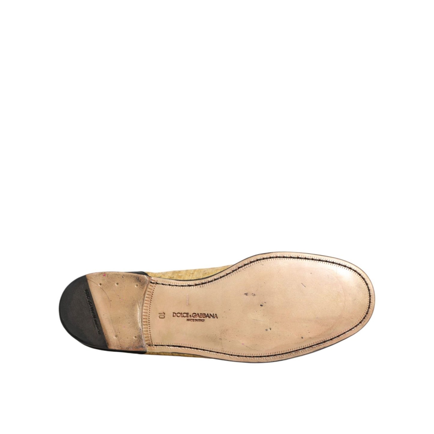 Dolce & Gabbana Yellow Black Leather Slip On Loafers Shoes