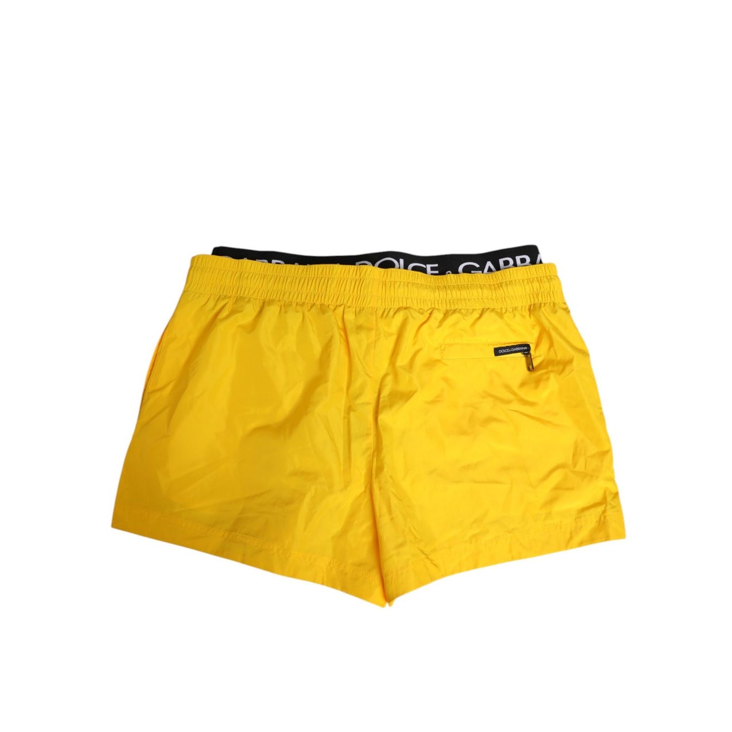 Dolce & Gabbana Yellow Drawstring Beachwear Men Shorts Swimwear