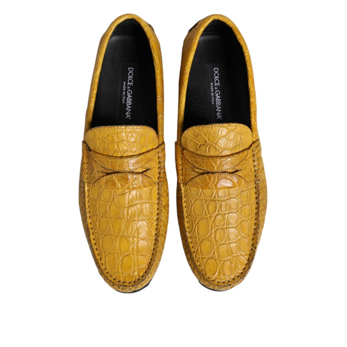Dolce & Gabbana Yellow Exotic Leather Loafers Slip On Shoes
