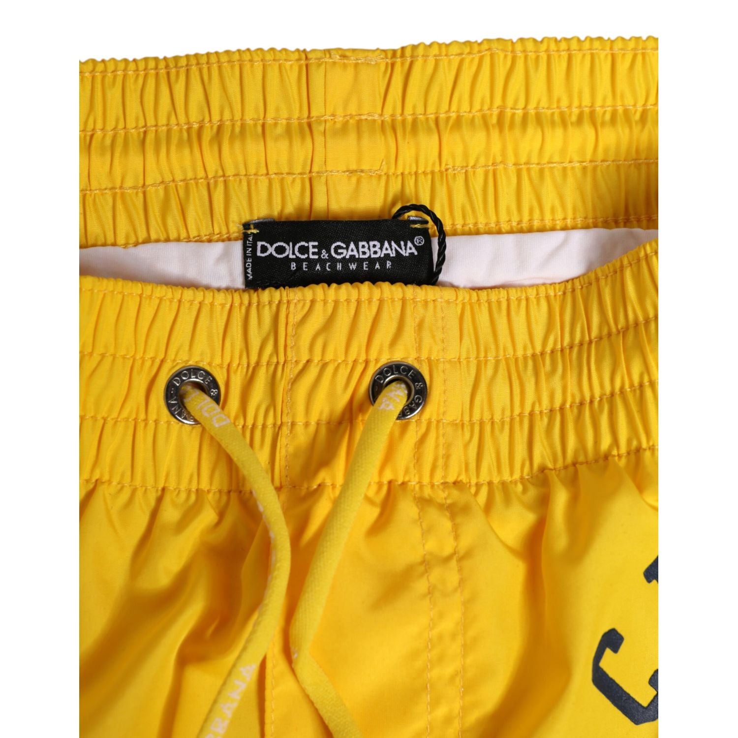 Dolce & Gabbana Yellow Nylon Logo Print Men Boxer Short Swimwear