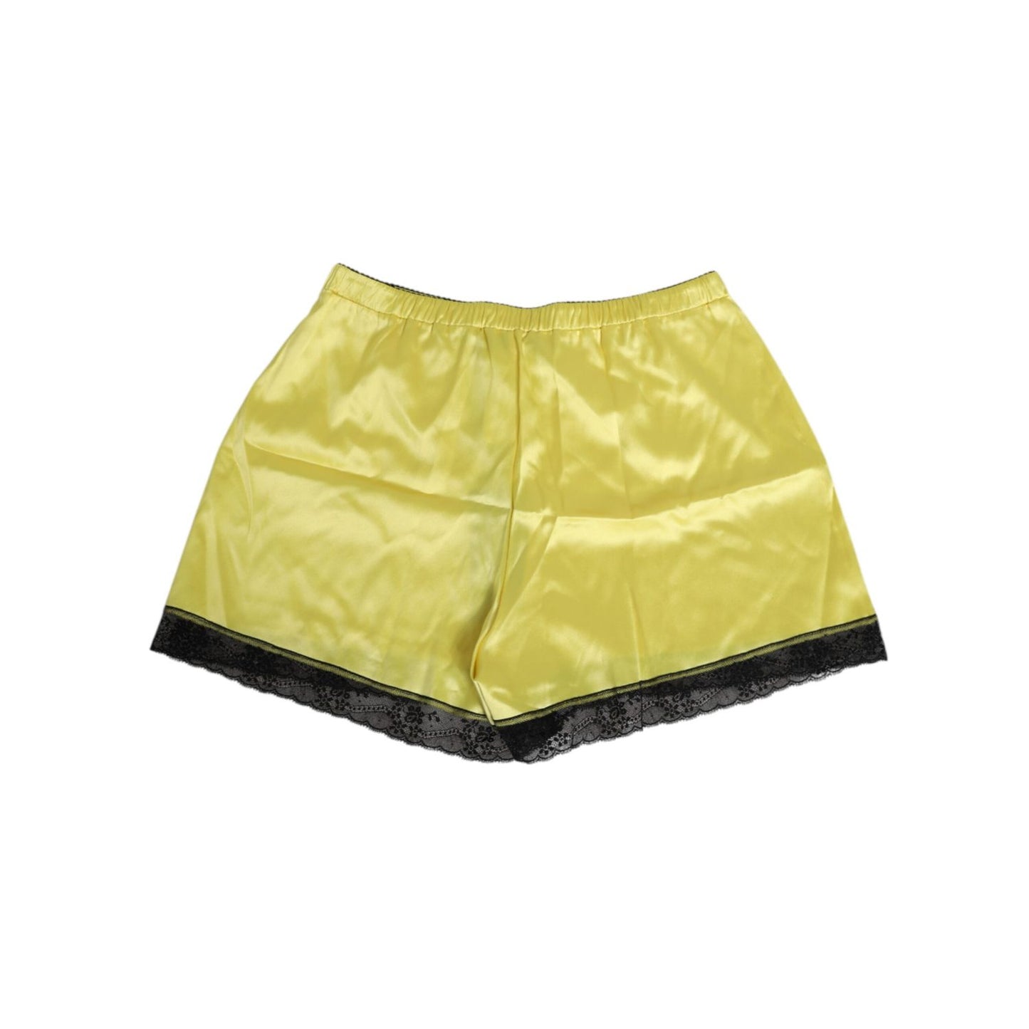 Dolce & Gabbana Yellow Satin Silk Mid Waist Underwear Shorts