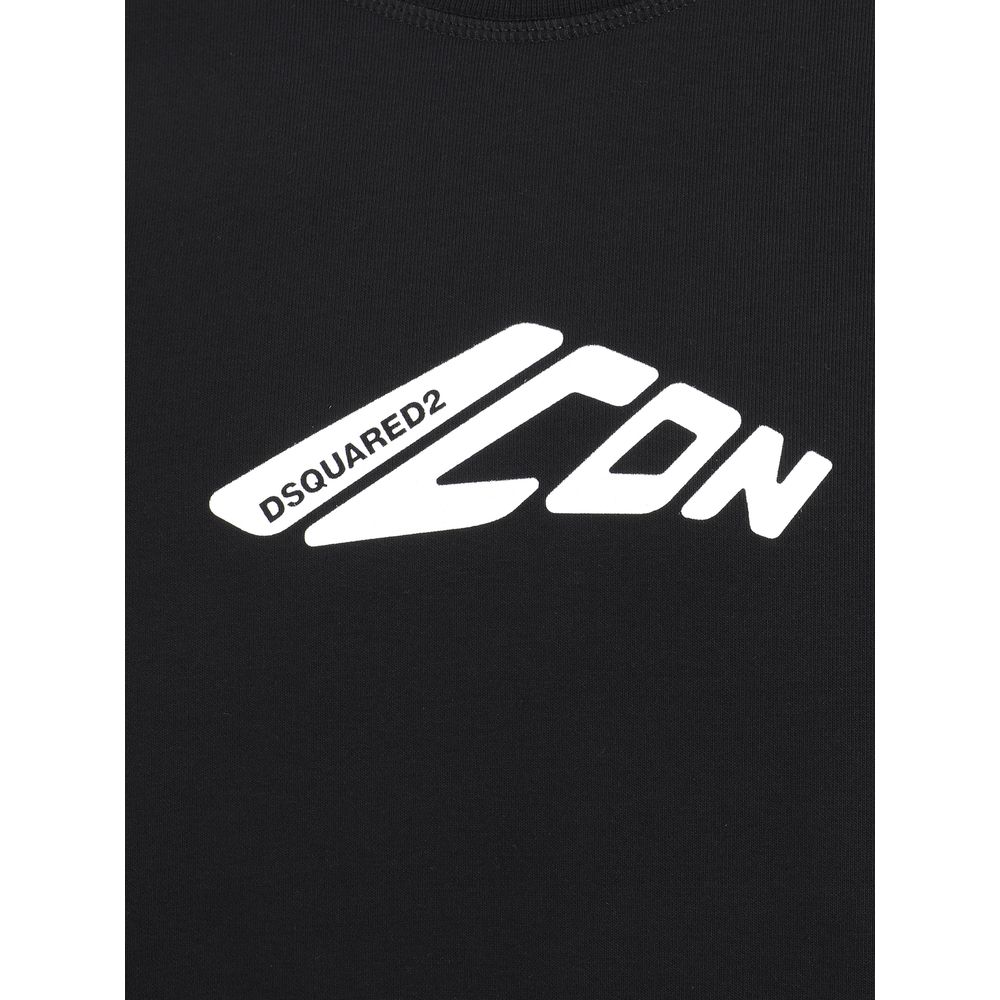 Dsquared² Black Cotton Sweatshirt with bold logo on front, showcasing stylish design and comfort for cooler seasons.