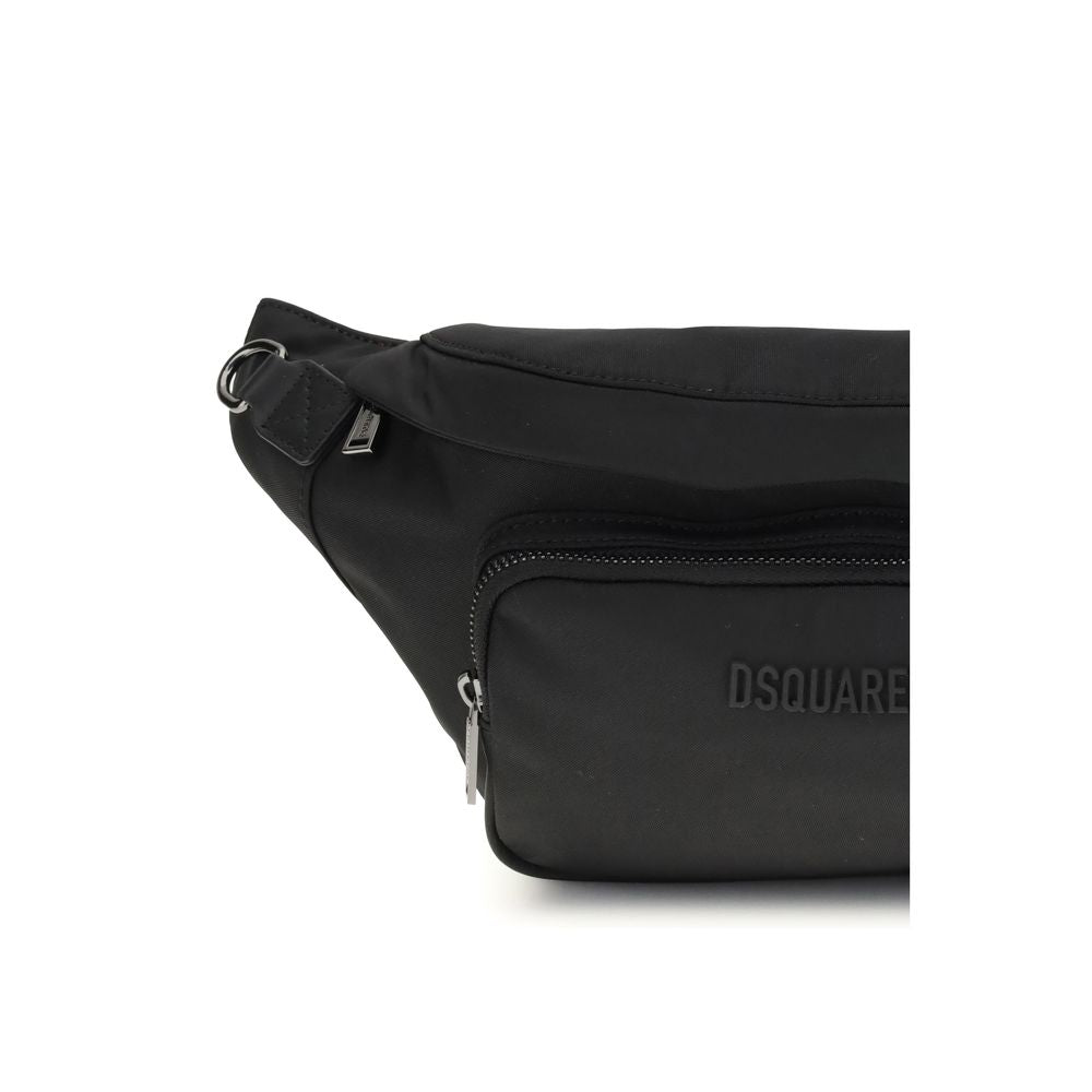 Dsquared² Black Polyamide Shoulder Bag with zip closure and logo on front