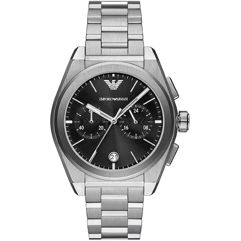 EMPORIO ARMANI Mod. FEDERICO stainless steel quartz chronograph wristwatch