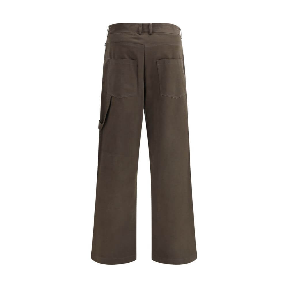 Ella Brown Cotton Casual Pants with classic straight leg, five-pocket styling, front button closure, and regular fit for AW25.