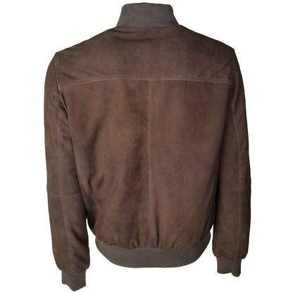 Emilio Romanelli Brown Calfskin Men Bomber Jacket