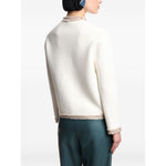 Emporio Armani Jackets White with fringe trim and round neck, back view of crewneck blazer jacket