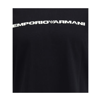 Close-up of Emporio Armani Multicolor Cotton T-Shirt with ribbed crew neck and logo detail, versatile for any occasion.