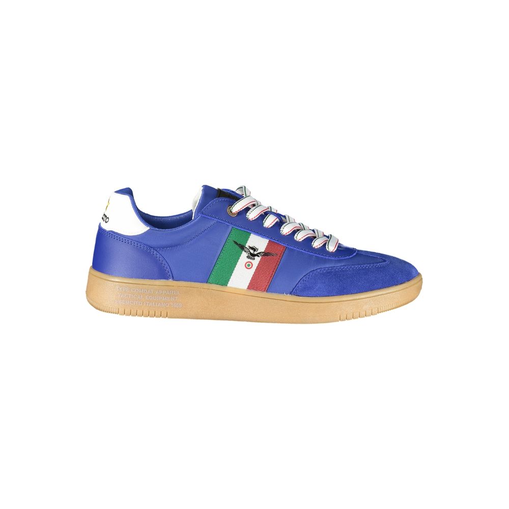 Esercito 1659 Blue Leather Men Sneaker in bluette aviation shade with contrasting details and logo