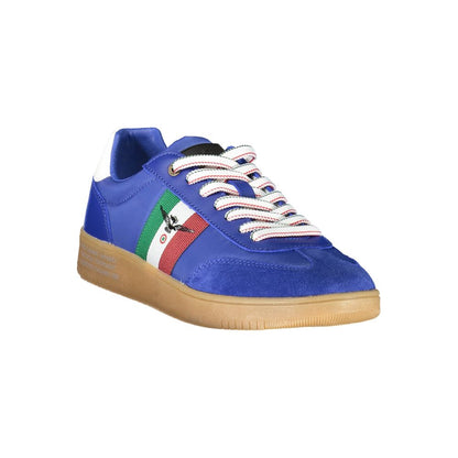 Esercito 1659 Blue Leather Men Sneaker with contrasting details and logo in bluette aviation hue.