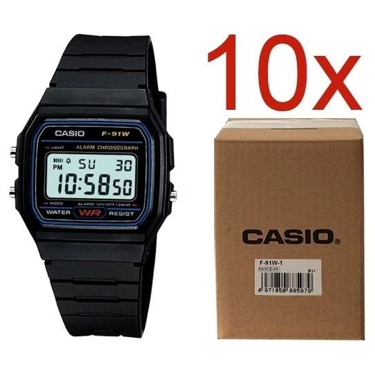 CASIO VINTAGE F-91W-1YEG **PACK 10 PCS** F-91W-1YEG-10