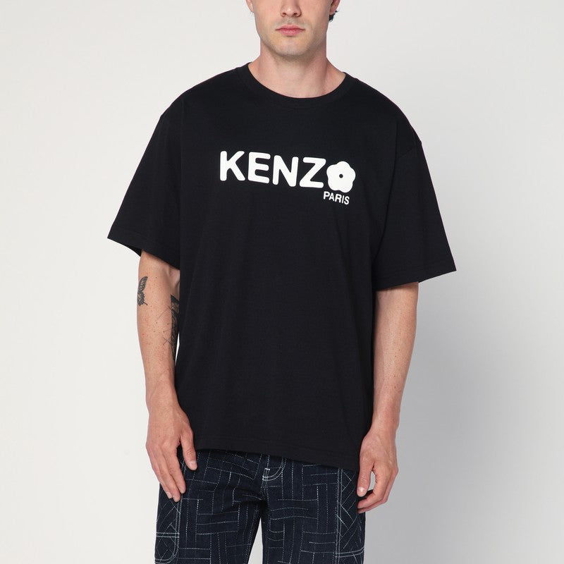 KENZO Black cotton T-shirt with logo FF55TS4914SGCO/R_KENZO-99J_323