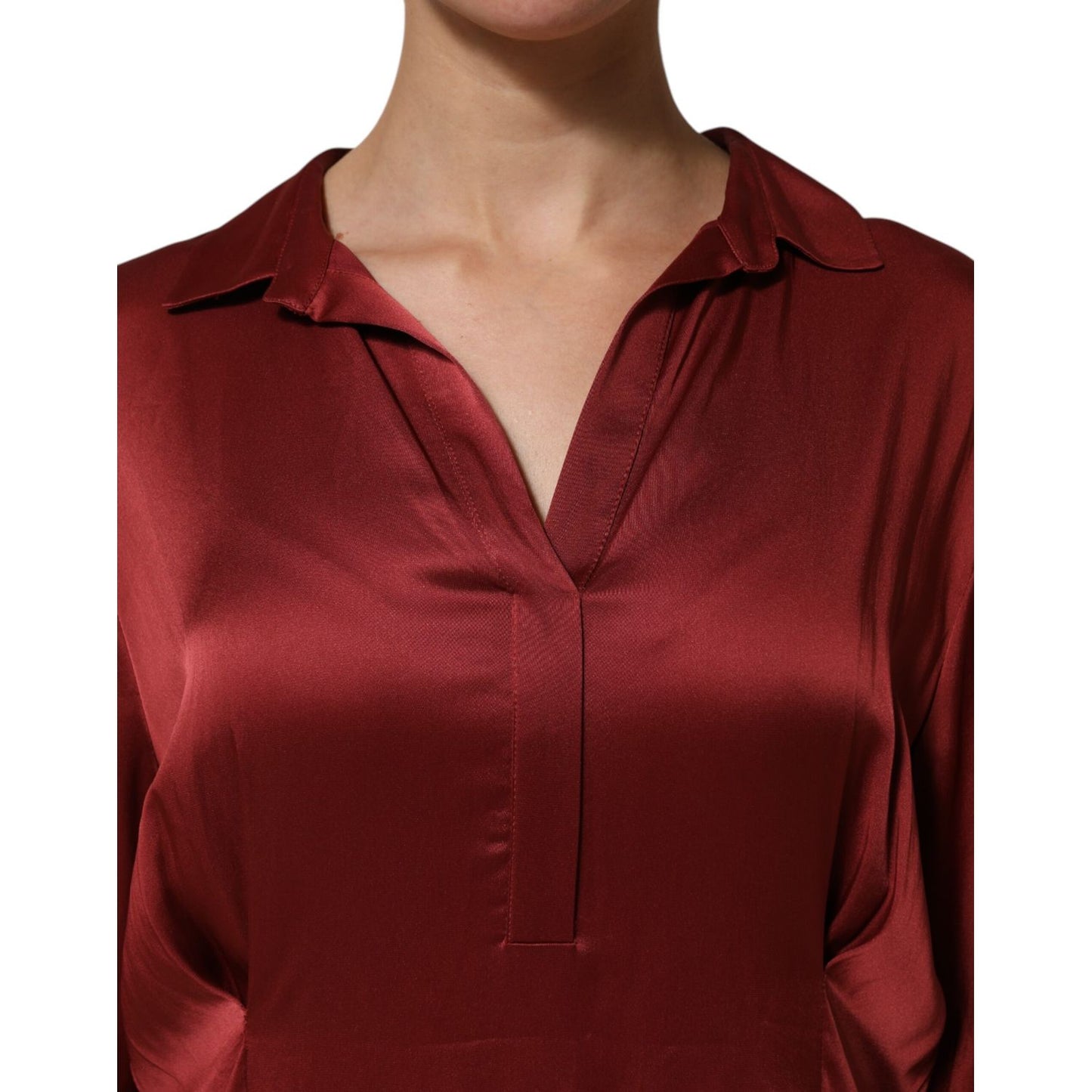 Fabiana Filippi Burgundy Acetate Viscose Satin Long Dress