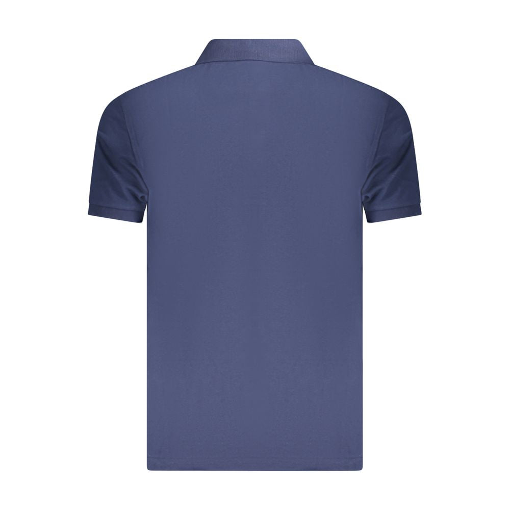 Fila Blue Cotton Men Polo Shirt with iconic logo, short-sleeved design, shown from the back view to highlight style and comfort.