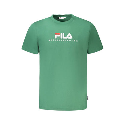 Fila Green Cotton T-Shirt, unisex short sleeve, crew neck with embroidery logo, made of organic cotton.