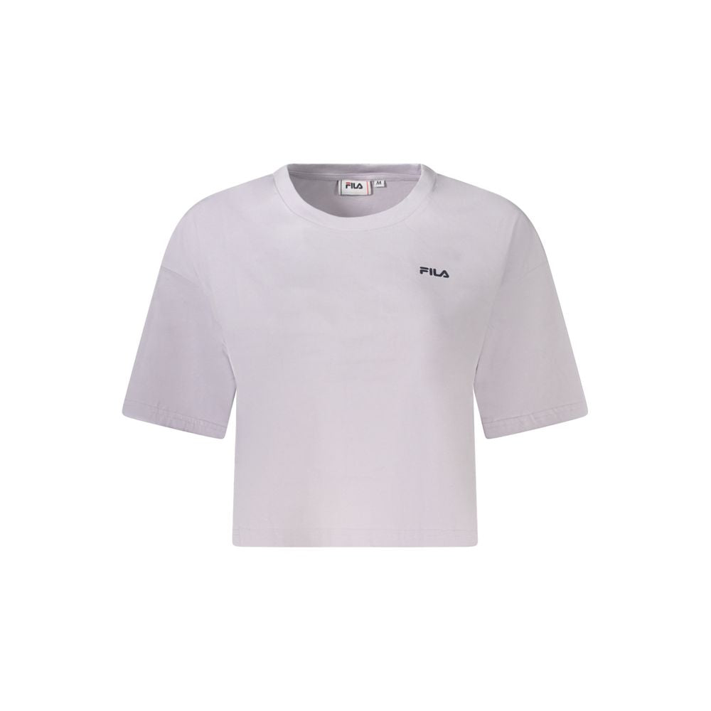 Fila Pink Cotton Women T-Shirt with iconic logo and cropped fit, organic fabric for chic comfort and bold fashion statement.