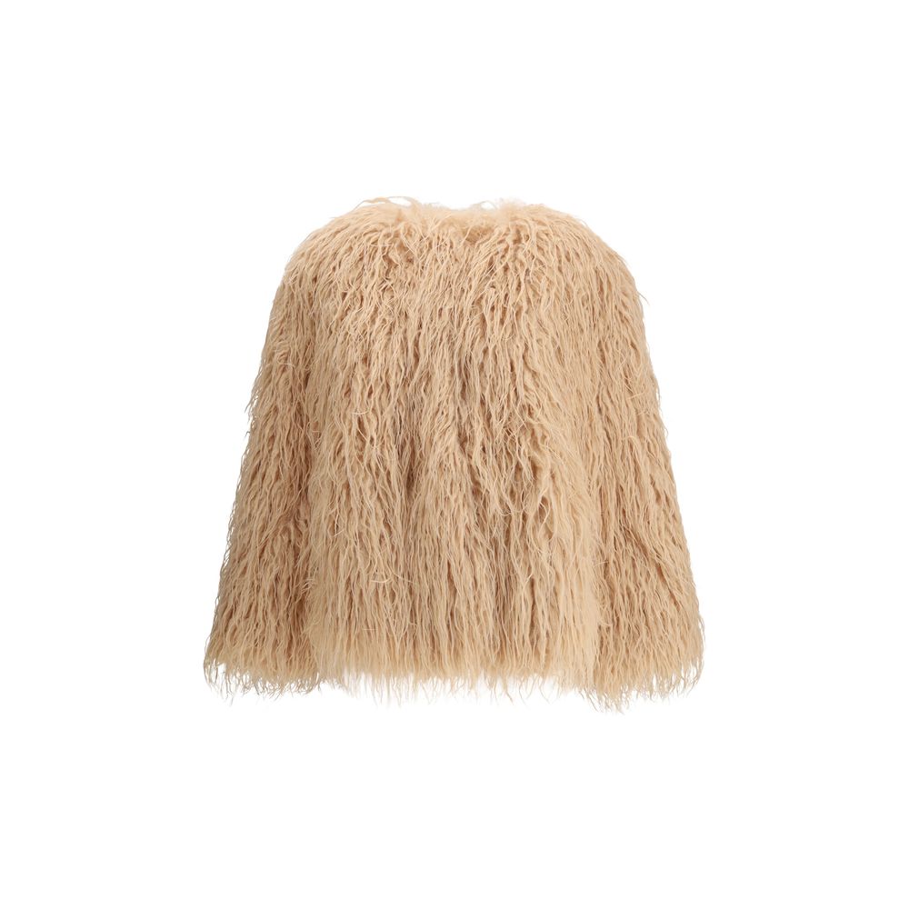 Forte_Forte Multicolor Polyester Clothing eco mongolia fur jacket with front snap closure and side welt pockets, AW25 season.