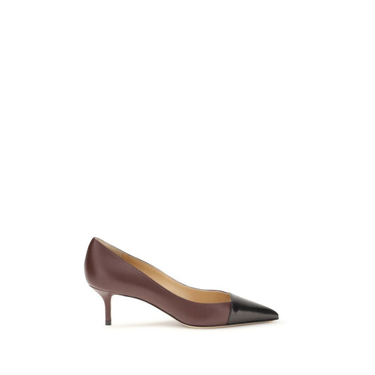 Francesco Russo Multicolor Calf Leather Bos Taurus Mid Heel Pumps with two-tone design and kitten heel