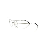 Frankie Morello Silver Metallic Unisex Eyeglass Frame in elegant round metal design, crafted in Italy for bold statement style.