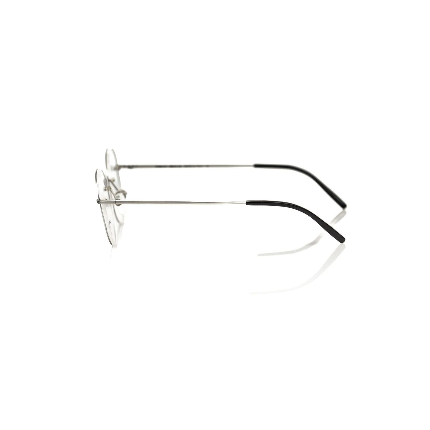 Side view of Frankie Morello Silver Metallic Unisex Eyeglass Frame