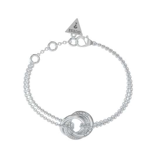 GUESS JEWELS JEWELRY Mod. JUBB04063JWRHS silver bracelet with double chain and infinity design charm.