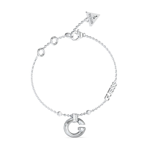 GUESS JEWELS JEWELRY Mod. JUBB04519JWRHS silver bracelet with G charm and adjustable chain