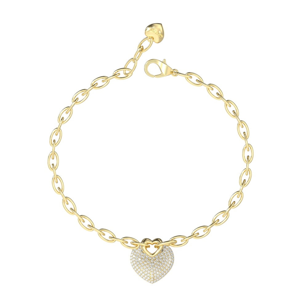GUESS JEWELS JEWELRY Mod. JUBB05214JWYGS gold bracelet with heart charm