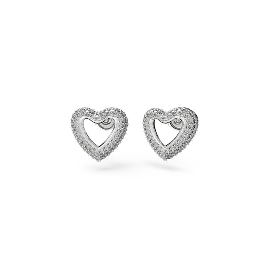 Heart-shaped earrings from GUESS JEWELS JEWELRY Mod. JUBE05028JWRHT-U, featuring intricate detailing and elegant design.