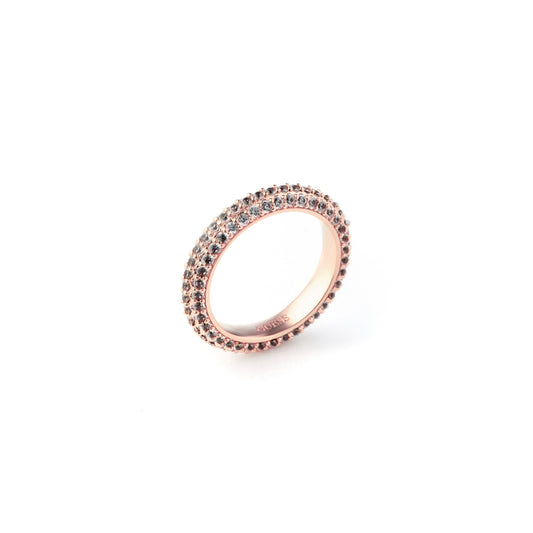 Alt Tag: GUESS JEWELS JEWELRY Mod. JUBR04672JWRGBK56 elegant rose gold ring with sparkling crystals